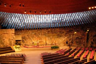 Das Innere der Temppeliaukio Kirche