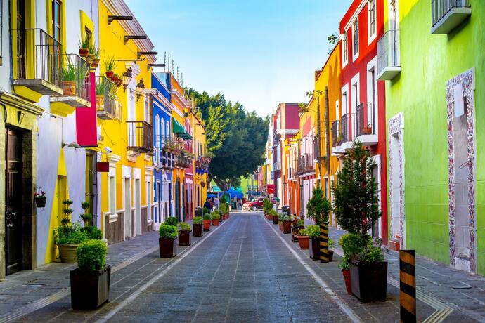 bunte Innenstadt von Puebla
