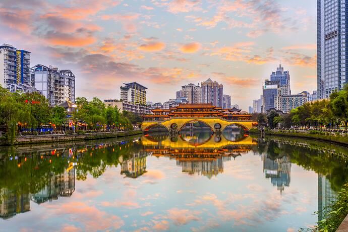 Chengdu bei Sonnenuntergang