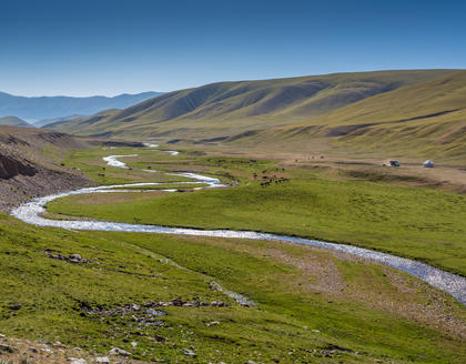 Landschaftlicher Ausblick auf das Orkhon Valley