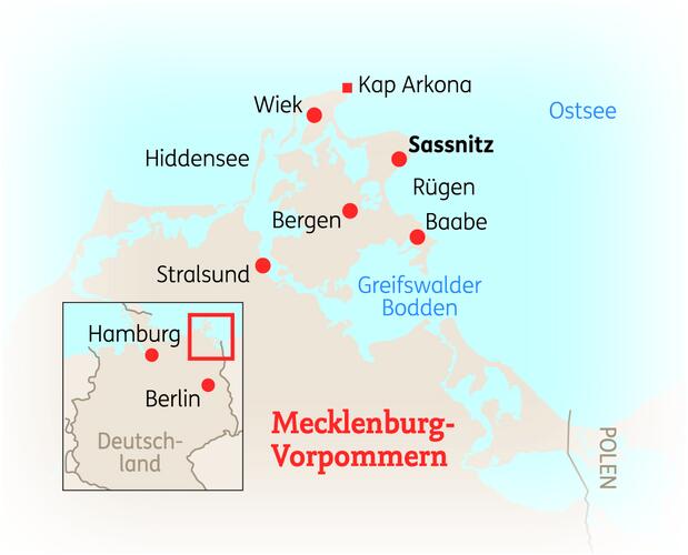 Reiseroute der 8 Tage Rügen Reise