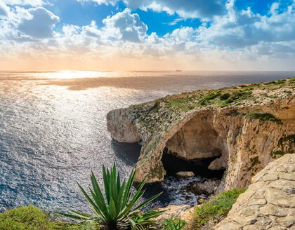 Sonnenuntergang mit Blick auf Blaue Grotte Sehenswürdigkeit Malta