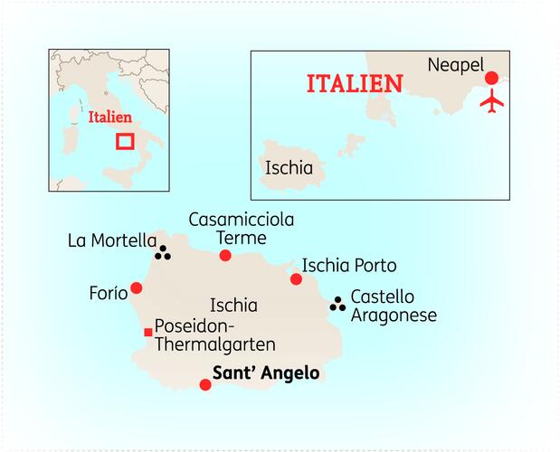 Reiseroute der 8 Tage Ischia & Golf von Neapel Reise