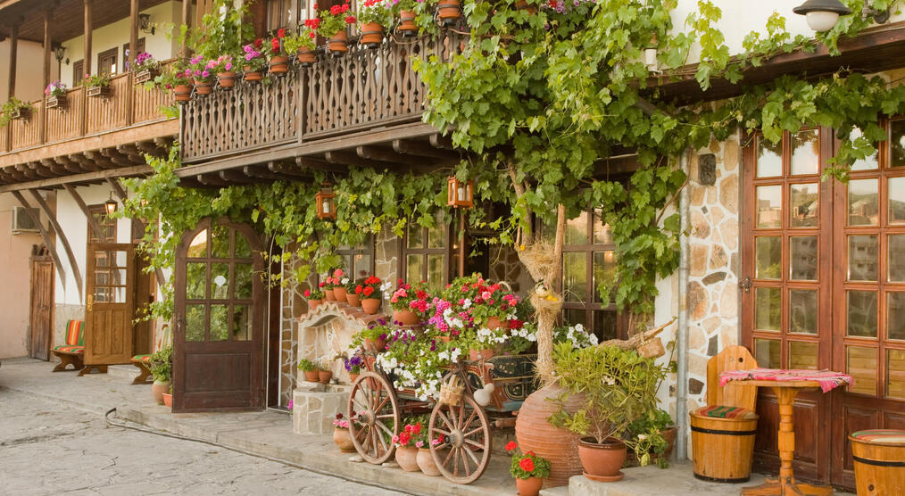 Traditionelle Häuserfassade bei einer 8 Tage Bulgarien Rundreise