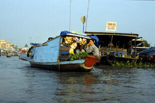 Boote auf dem Mekong Delta