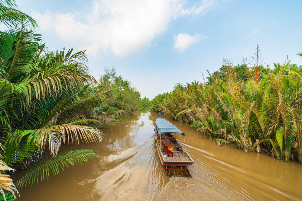 Boot auf dem Mekong-Delta