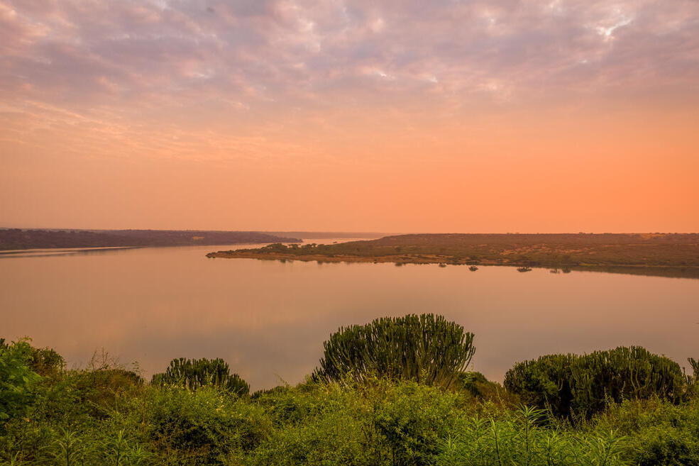 Kazinga Kanal bei Sonnenuntergang 