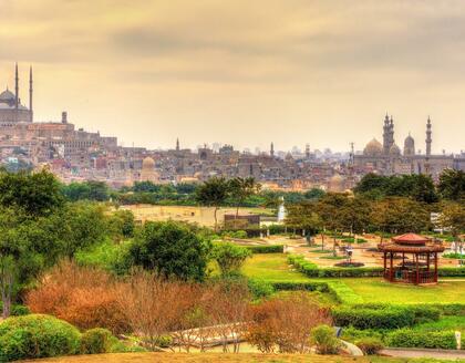Al-Azhar Park mit Blick auf Mohammad-Ali-Moschee in Kairo, Ägypten Sehenswürdigkeiten
