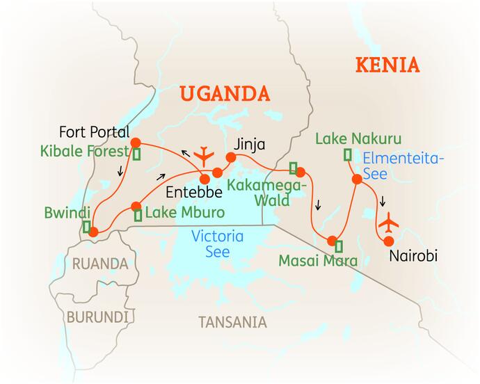 17 Tage Uganda & Kenia Rundreise Höhepunkte 2023
