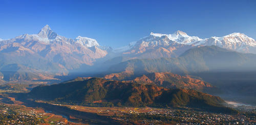 Blick auf den Himalaya von Sarangkot aus