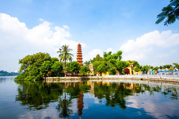 Ngoc-Son Tempel auf einer Insel im Horn-Kiem-See in Hanoi 