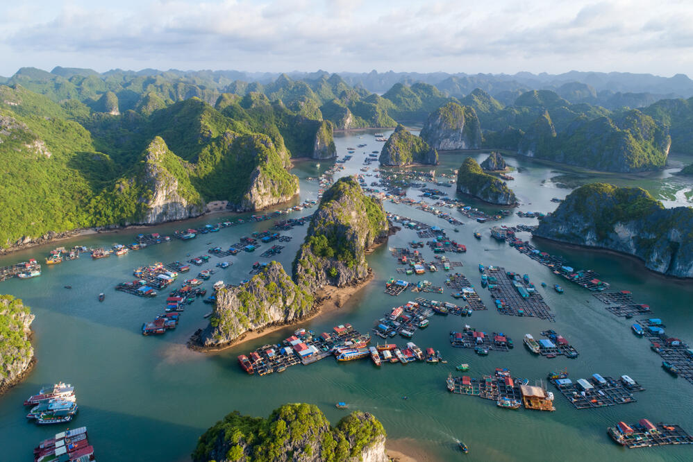 Panoramablick auf die Halong-Bucht 