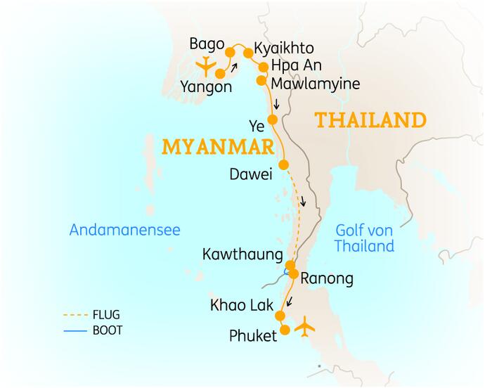 17 Tage Myanmar Rundreise Höhepunkte Süden 2020