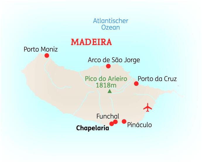 Reiseroute der 8 Tage Madeira Reise