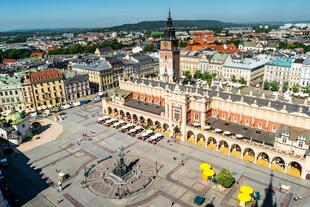 Krakaus Stadtzentrum aus der Vogelperspektive