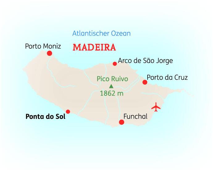 Reiseroute der 8 Tage Madeira Reise