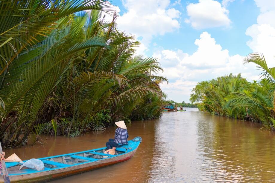 Angler auf dem Mekong-Delta