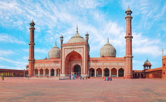 Blick auf die Jama Masjid Moschee in Delhi auf einer Indien Rundreise