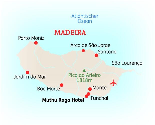 Karte der 15-tägigen Madeira Standortreise 