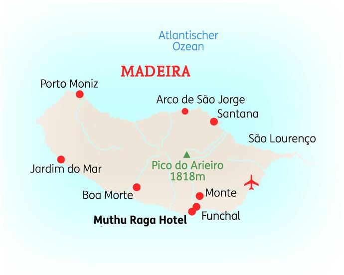 Karte der 15-tägigen Madeira Standortreise 