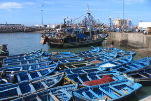Blaue Fischerboote in Essaouira