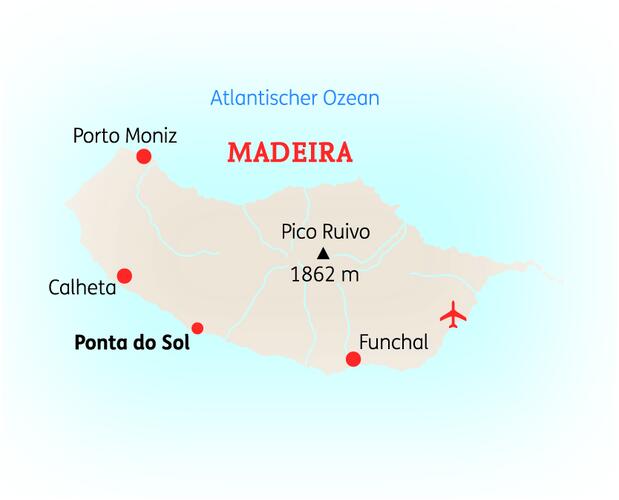 Reiseroute der 8 Tage Madeira Reise