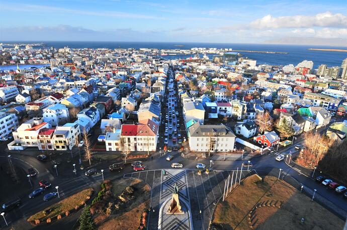 Reykjavík von der Aussichstplattform der Hallgrímskirkja