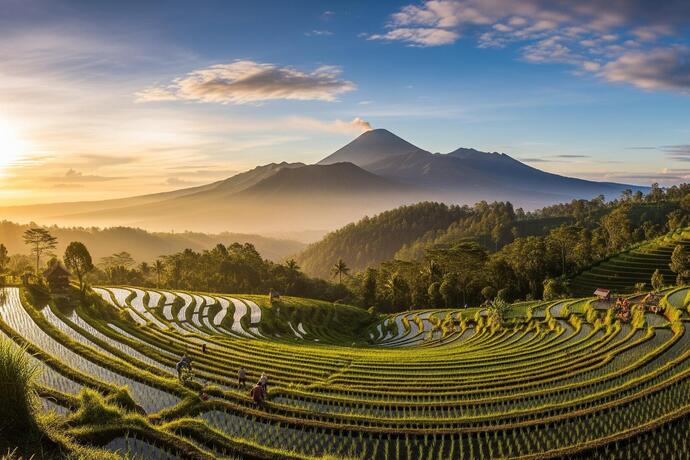 Blick auf die Reisterrassen auf Bali