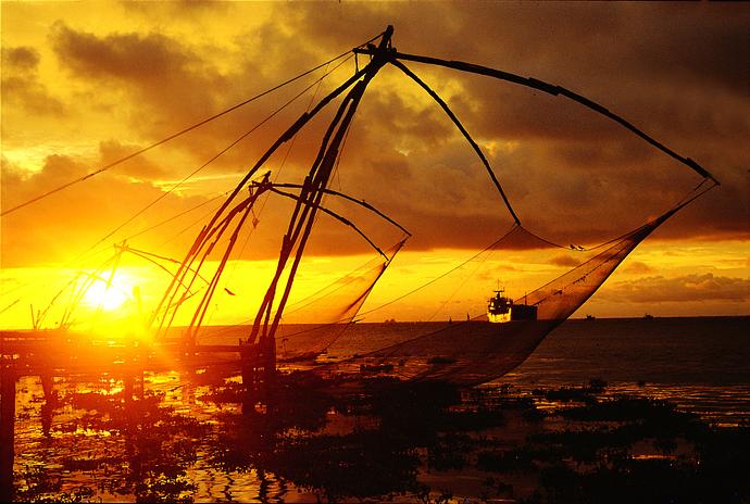 Sonnenuntergang an den Backwaters 