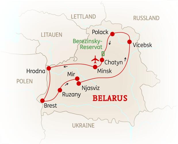 Kartenansicht der Reise 