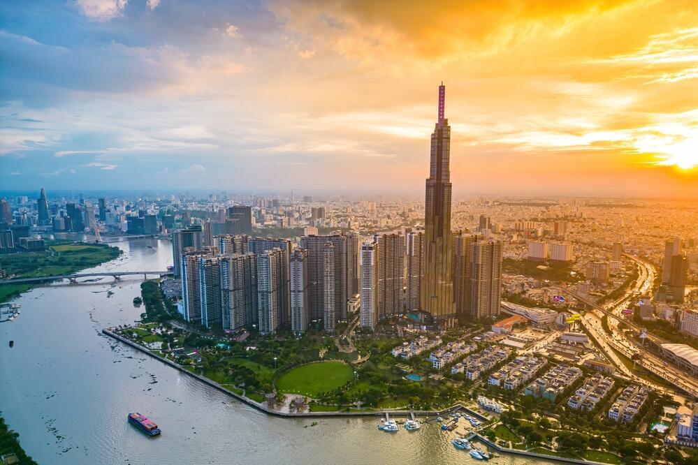 Saigon bei Sonnenuntergang 