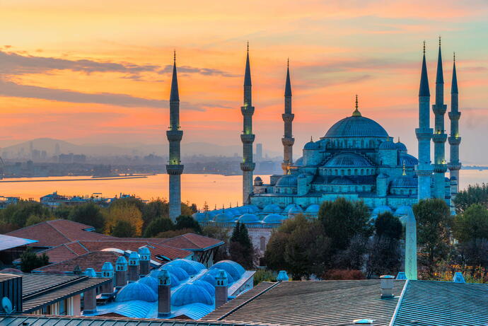 Sonnenuntergang Blaue Moschee Istanbul Sehenswürdigkeiten
