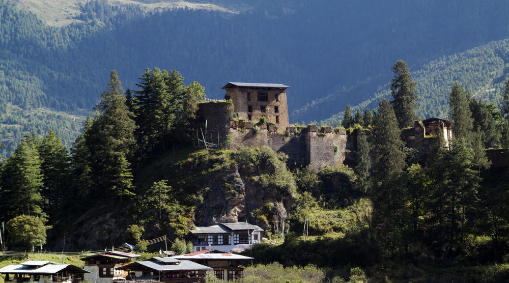 Blick auf Drukyel Dzong