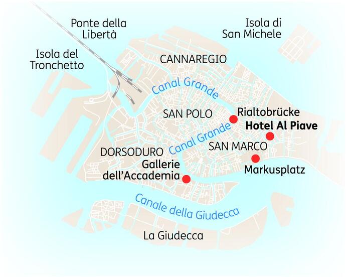 Reiseroute der 5 Tage Venedig Reise