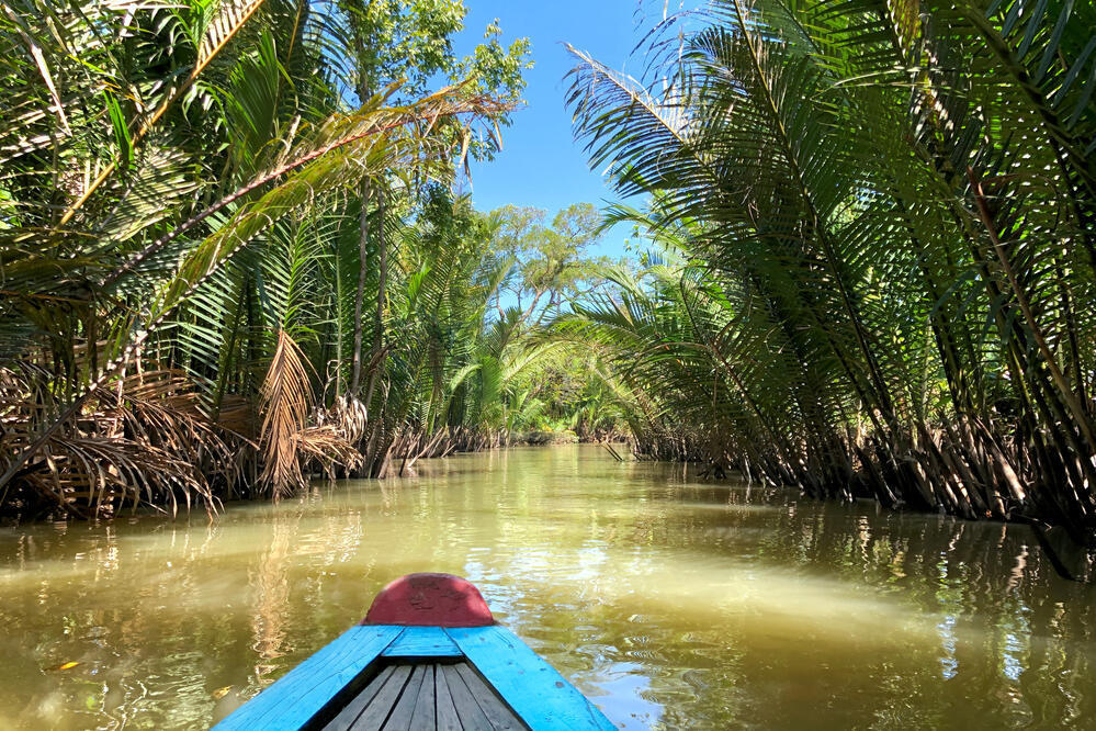 Boot auf dem Mekong-Delta