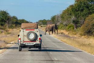Jeep im Etosha-Nationalpark