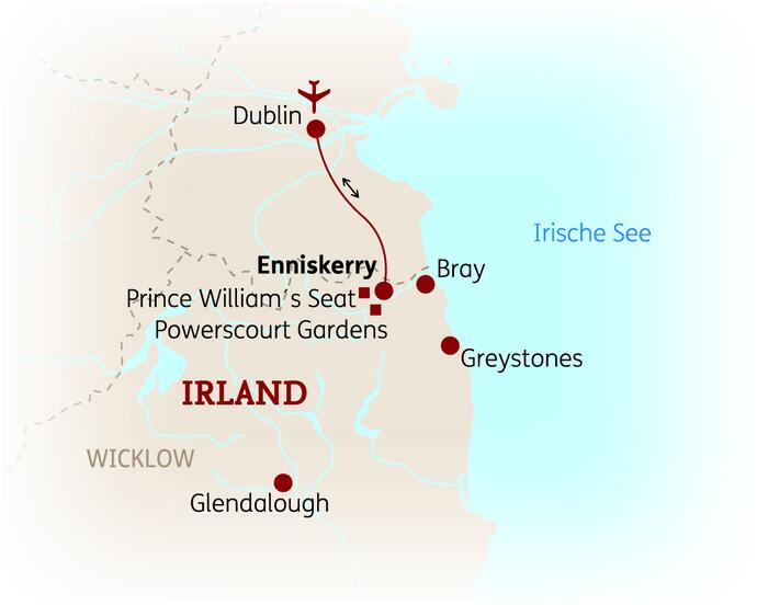 Reiseroute der 8 Tage Irland Reise