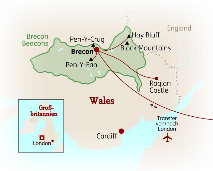 8 Tage Südwales Standortreise Wandern im Nationalpark Brecon Beacons 2023