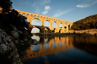 Pont du Gard bei Sonnenuntergang