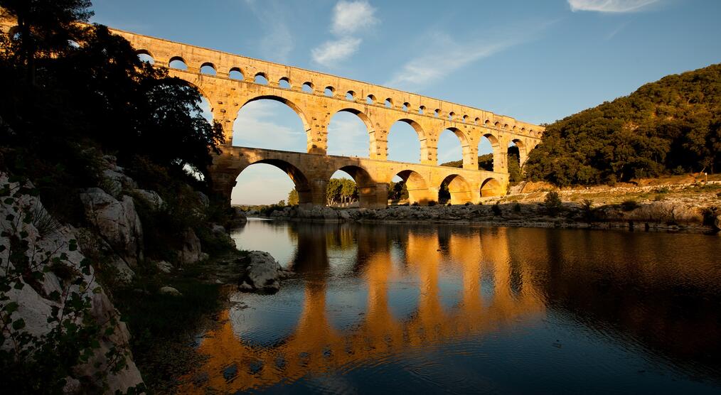 Pont du Gard bei Sonnenuntergang