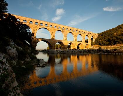 Pont du Gard bei Sonnenuntergang