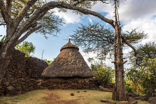 Traditionelle Häuser im Konso Dorf