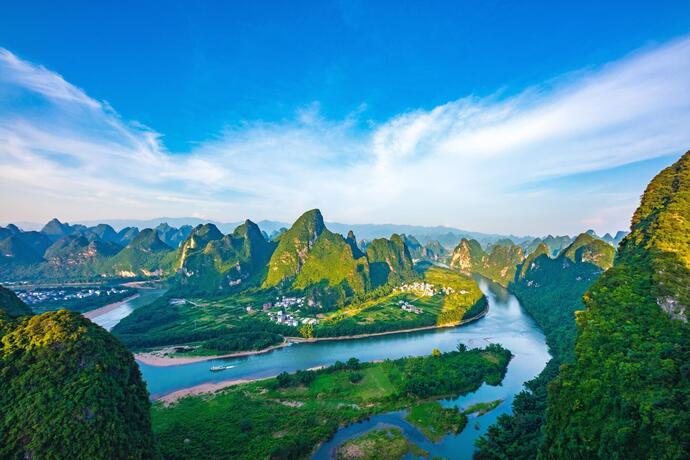 Blick auf die Karstberge in Guilin auf einer China Reise