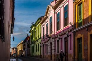 Bunte Häuser in der La Candelaria in Bogotá