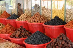 Getrocknete Früchte auf dem Basar in Samarkand