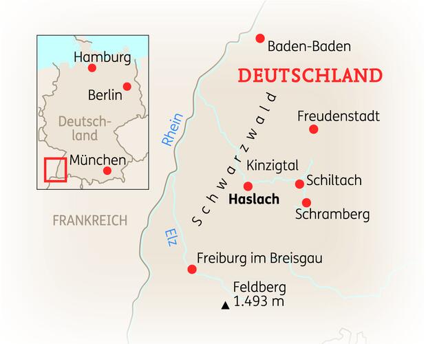 Reiseroute der 8 Tage Schwarzwald Reise