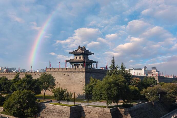 Blick auf die alte Stadtmauer von Xi‘an auf einer China Rundreise