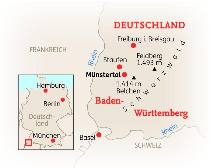 Reiseroute der 5 Tage Kloster im Münstertal Reise