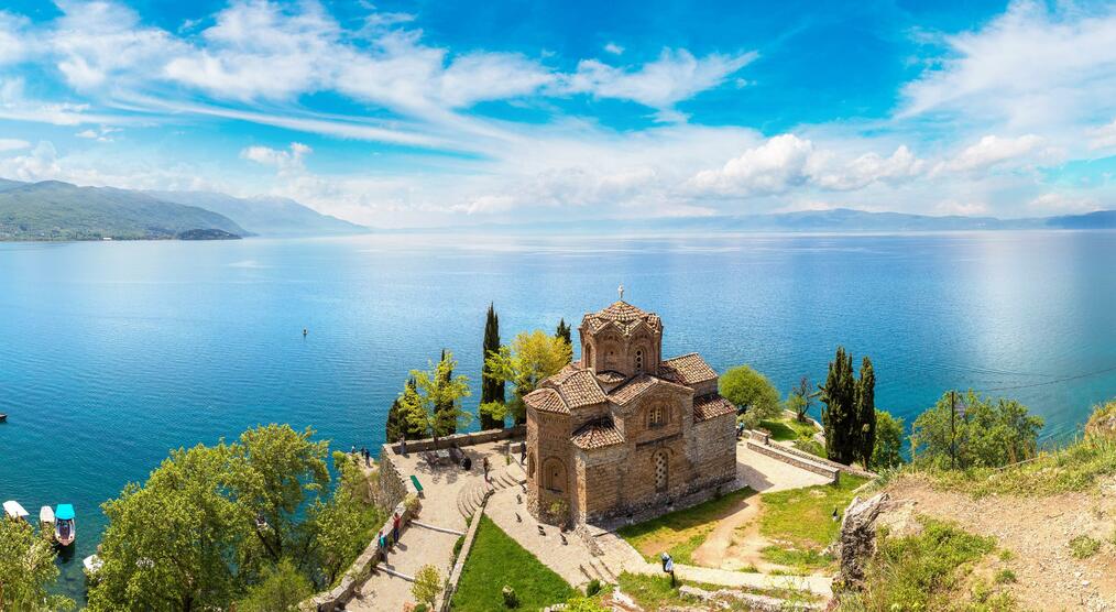 Blick auf See Ohrid Mazedonien Reisen