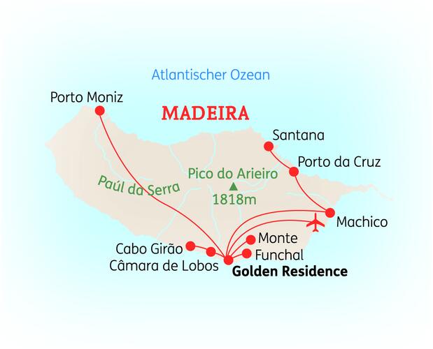Karte 8 Tage Standortreise Madeira Impressionen